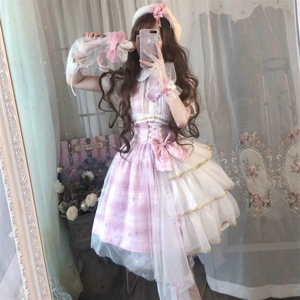 Pastel Patchwork Cherry Blossom Lolita Dress for Kawaii Princesses - dress