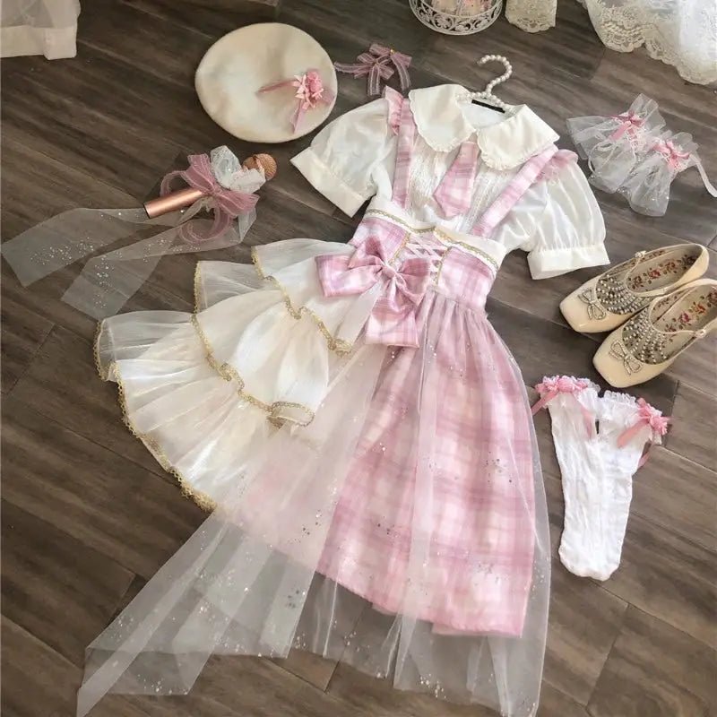Pastel Patchwork Cherry Blossom Lolita Dress for Kawaii Princesses - Cosparty