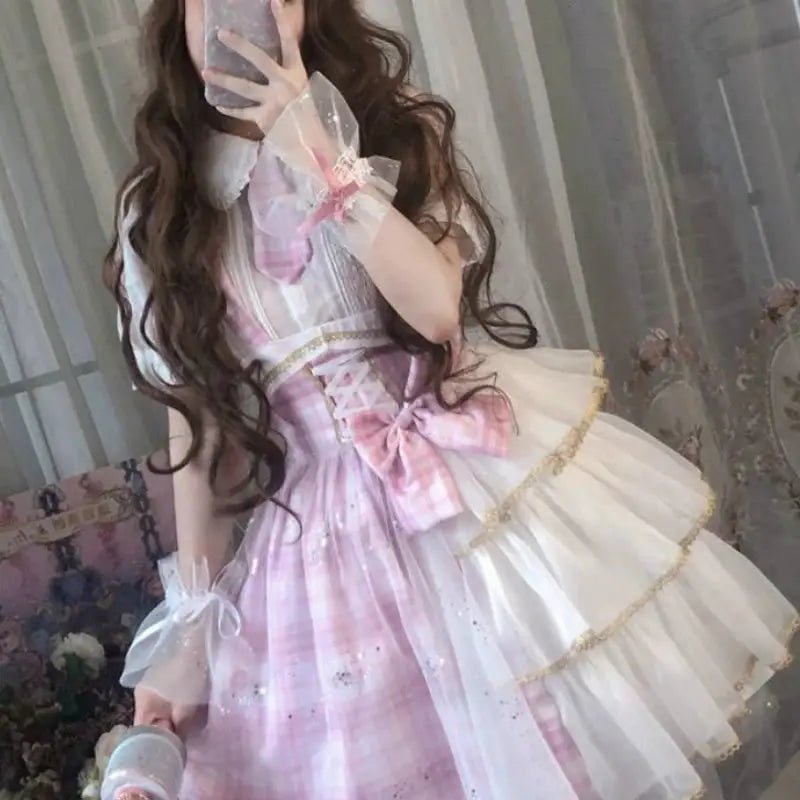 Pastel Patchwork Cherry Blossom Lolita Dress for Kawaii Princesses - Cosparty