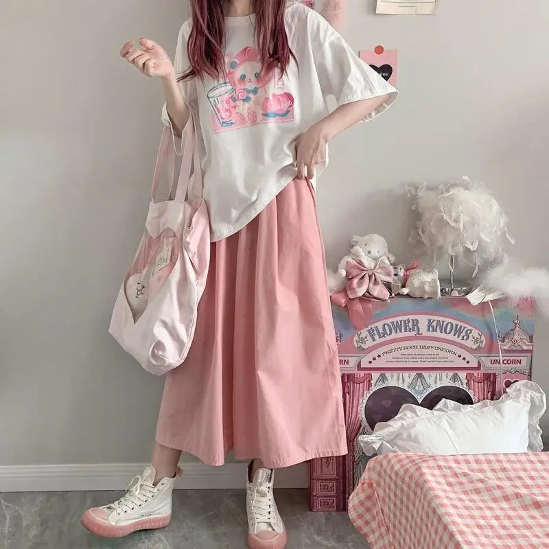 Pastel Peach Bear Tee Inspired by Kawaii Fashion and Anime - tshirt