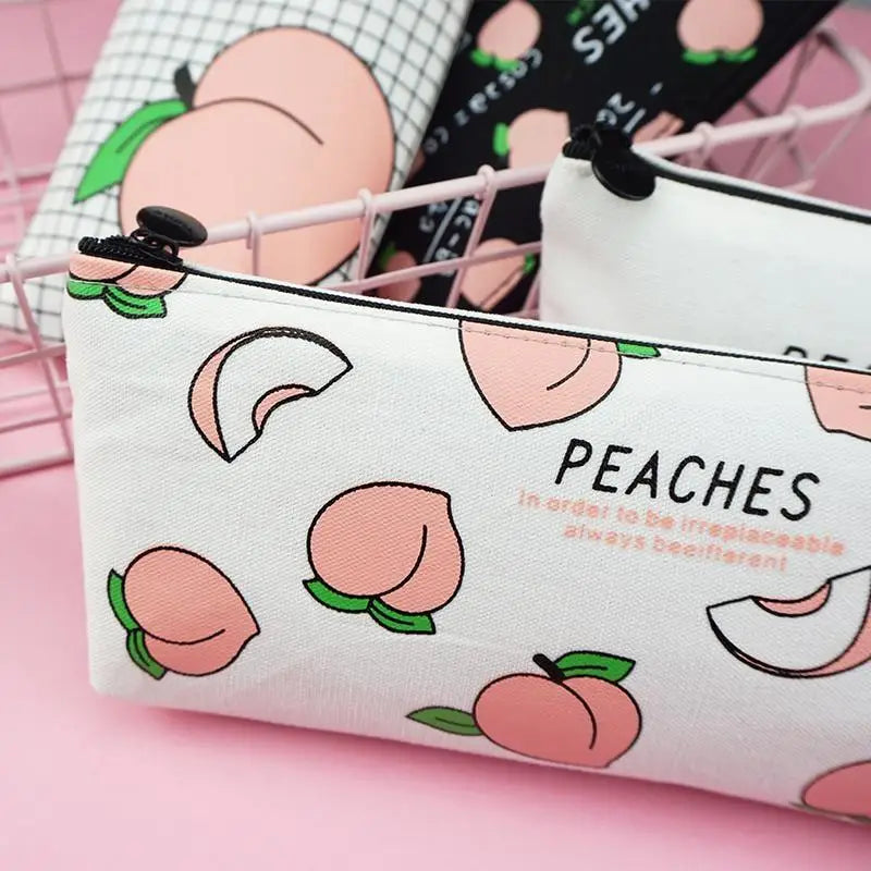 Pastel Peach Cosmetic and Pencil Bags - bags