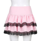 Pastel Pink and Jet Black Layered Ruffle Skirt - Skirts