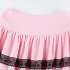 Pastel Pink and Jet Black Layered Ruffle Skirt - Skirts