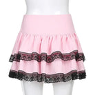 Pastel Pink and Jet Black Layered Ruffle Skirt - Cosparty