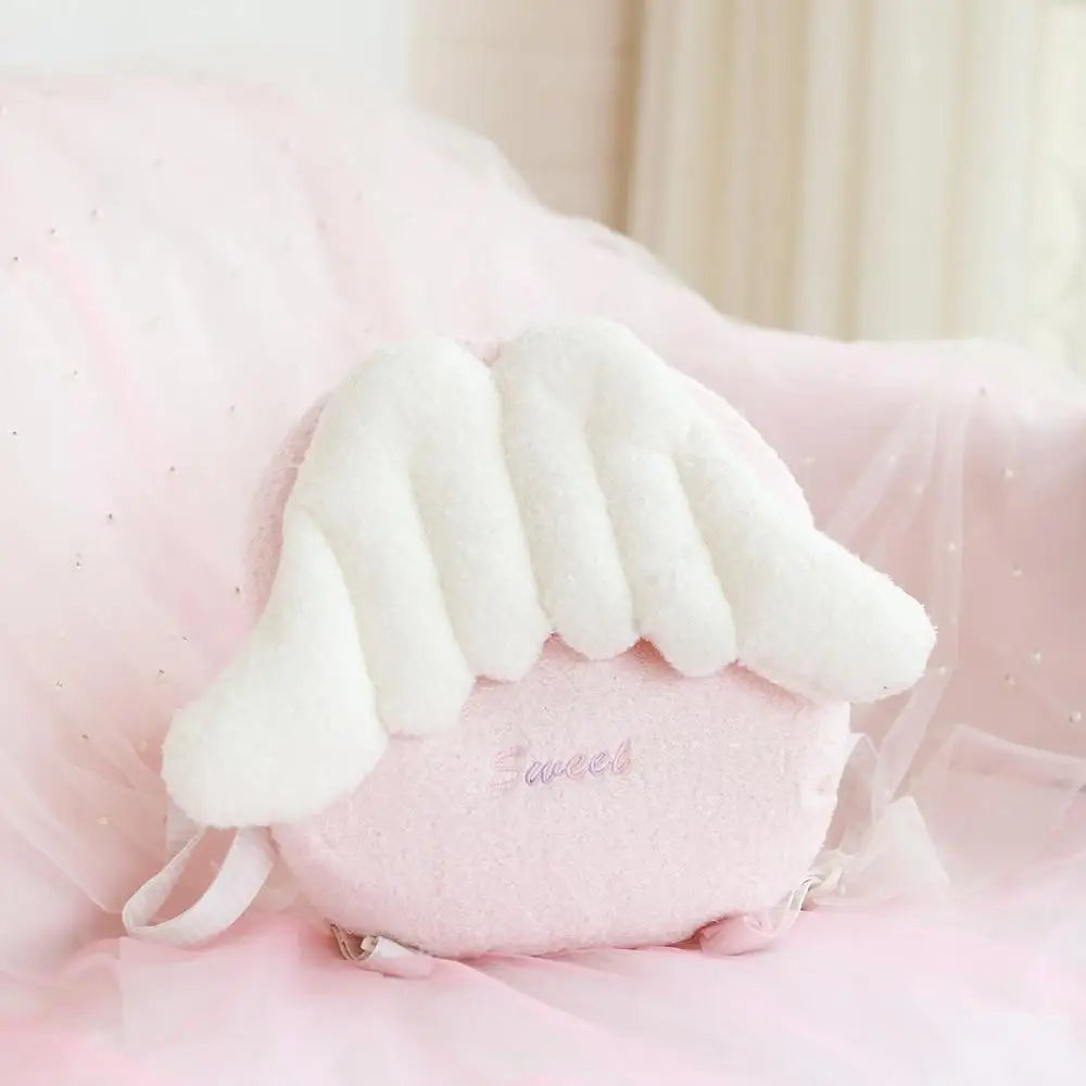 Pastel Pink Angel Plush Backpack Style for Kawaii Storage Needs - backpack