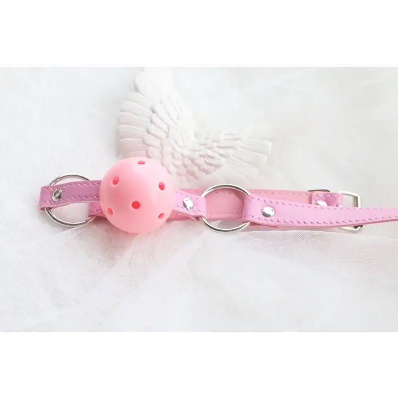 Pastel Pink Ball Style Gag in Vegan and Non-Toxic Materials - gag