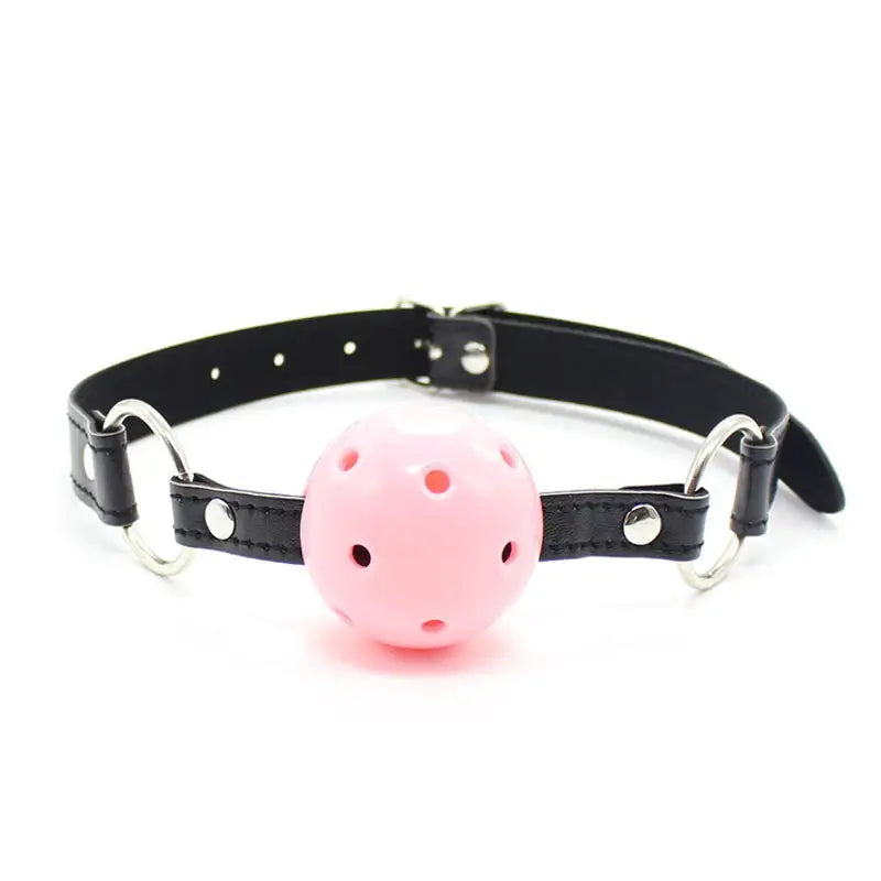 Pastel Pink Ball Style Gag in Vegan and Non-Toxic Materials - Black Pink Ball Gag - gag