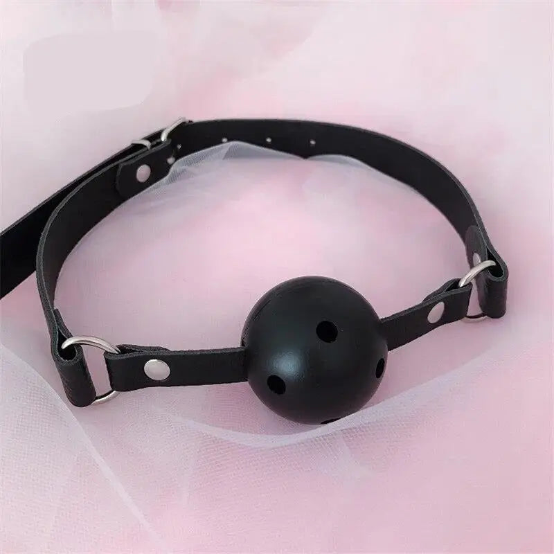 Pastel Pink Ball Style Gag in Vegan and Non-Toxic Materials - Black Ball Gag - gag