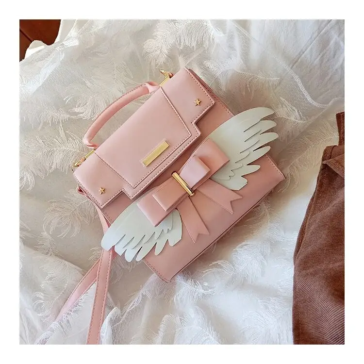 Pastel Pink Card Captor Sakura Inspired Handbag with 3D Wings - purse