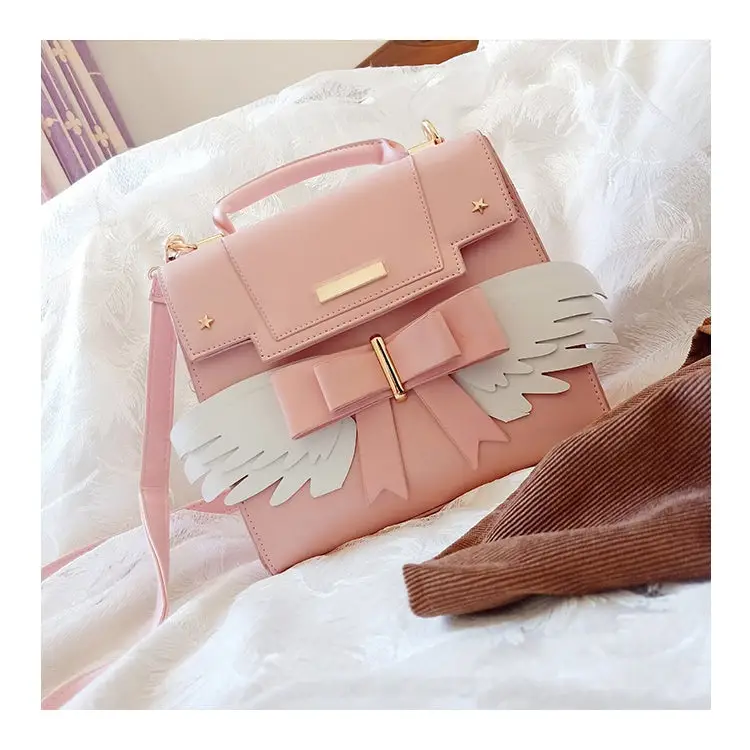 Pastel Pink Card Captor Sakura Inspired Handbag with 3D Wings - purse