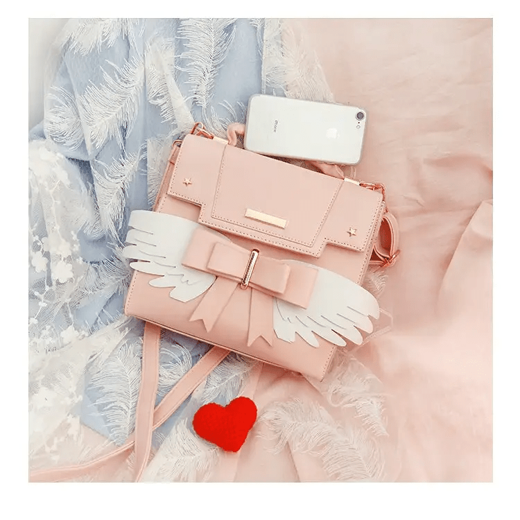 Pastel Pink Card Captor Sakura Inspired Handbag with 3D Wings - Cosparty