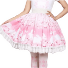 Pastel Pink Cherry Blossom Bunny Rabbit Lolita Skirt - Cosparty