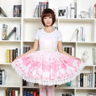 Pastel Pink Cherry Blossom Bunny Rabbit Lolita Skirt - Skirts