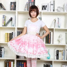 Pastel Pink Cherry Blossom Bunny Rabbit Lolita Skirt - Cosparty
