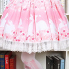 Pastel Pink Cherry Blossom Bunny Rabbit Lolita Skirt - Skirts