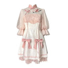 Pastel Pink Cherry Blossom Print Kimono Lolita Dress - dress