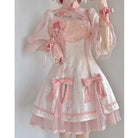 Pastel Pink Cherry Blossom Print Kimono Lolita Dress - dress