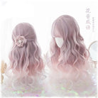 Pastel Pink Ethereal Wavy Lolita Wig with Sweet Fringe - Cosparty