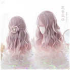 Pastel Pink Ethereal Wavy Lolita Wig with Sweet Fringe - wig