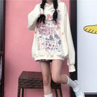 Pastel Pink Fairy-Kei Hoodie with Anime Girl Print Org Instock New Condition - sweater