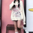 Pastel Pink Fairy-Kei Hoodie with Anime Girl Print Org Instock New Condition - sweater