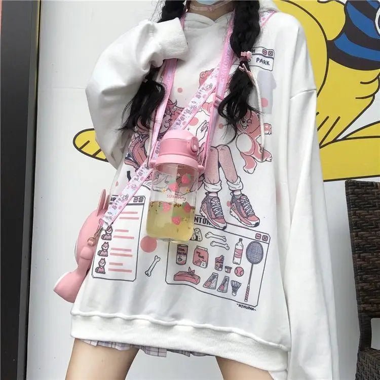 Pastel Pink Fairy - Kei Hoodie with Anime Girl Print Org Instock New Condition - Cosparty