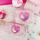 Pastel Pink Holographic Cosmetic Bag with Kawaii Bunny Print - Cosparty