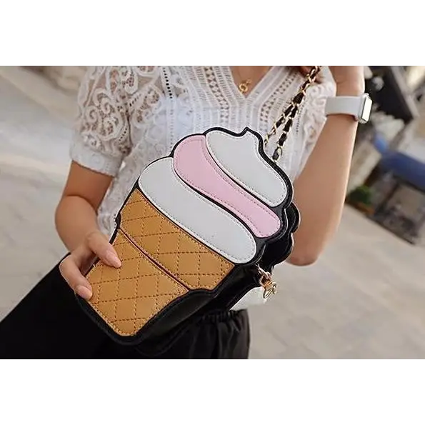 Pastel Pink Ice Cream Cone Purse for Kawaii Harajuku Style - Purse