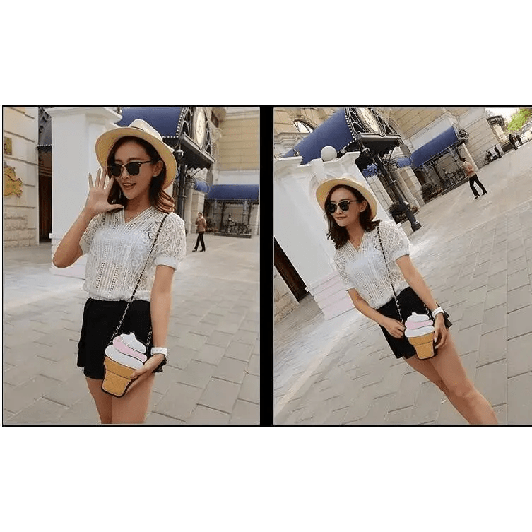 Pastel Pink Ice Cream Cone Purse for Kawaii Harajuku Style - Cosparty