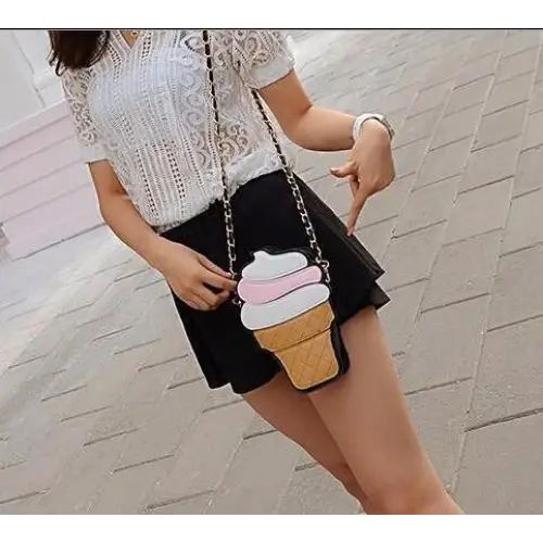 Pastel Pink Ice Cream Cone Purse for Kawaii Harajuku Style - Purse