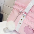 Pastel Pink Kawaii Duffle Handbag with Lace and Bow Details - Purse