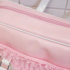 Pastel Pink Kawaii Duffle Handbag with Lace and Bow Details - Purse