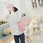 Pastel Pink Kawaii Duffle Handbag with Lace and Bow Details - Purse