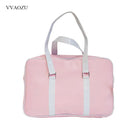 Pastel Pink Kawaii Duffle Handbag with Lace and Bow Details - Purse