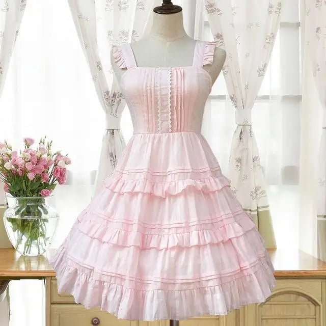 Pastel Pink Lolita Dress for Elegant Kawaii Fashion Lovers - Cosparty