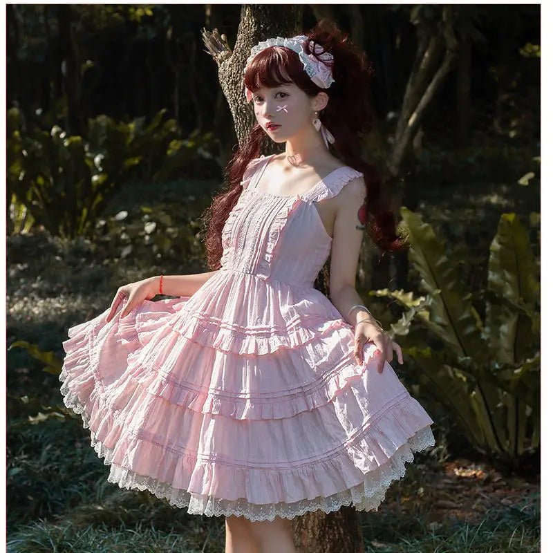Pastel Pink Lolita Dress for Elegant Kawaii Fashion Lovers - Cosparty