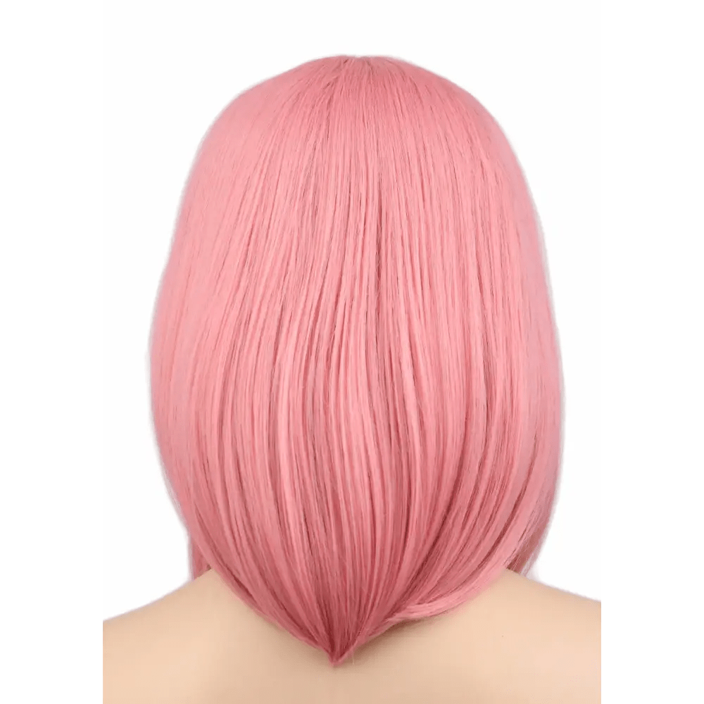 Pastel Pink Medium Length Long Bob Wig with Wispy Bangs - Cosparty