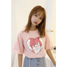 Pastel Pink Oversized T-Shirt with Adorable Anime Girl Design - Cosparty