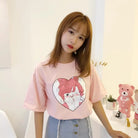 Pastel Pink Oversized T-Shirt with Adorable Anime Girl Design - Cosparty