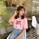 Pastel Pink Oversized T-Shirt with Adorable Anime Girl Design - Cosparty