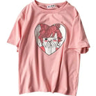 Pastel Pink Oversized T-Shirt with Adorable Anime Girl Design - Shirt