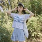 Blue Plaid School Girl Tennis Skirt