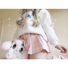 Pastel Pink Plaid School Girl Skirt with Pleats - Cosparty