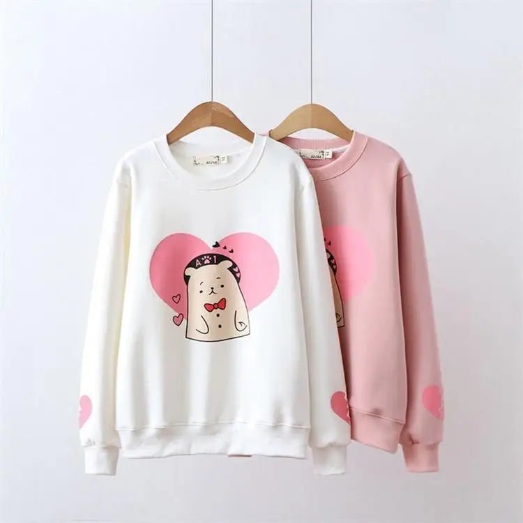 Pastel Pink Polar Bear Crewneck Sweatshirt for Kawaii Lovers - Cosparty