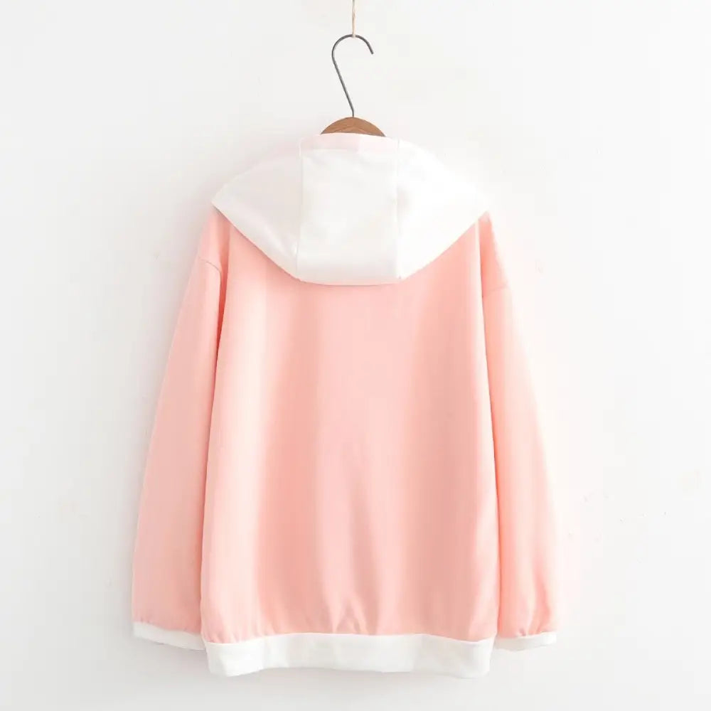 Pastel Pink Sakura Blossom Bunny Hoodie in Soft Material - sweater