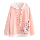 Pastel Pink Sakura Blossom Bunny Hoodie in Soft Material - Cosparty