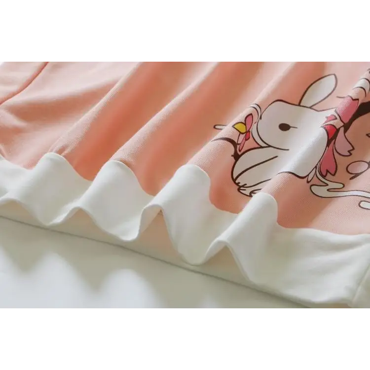 Pastel Pink Sakura Blossom Bunny Hoodie in Soft Material - sweater