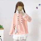 Pastel Pink Sakura Blossom Bunny Hoodie in Soft Material - Cosparty