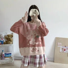 Pastel Pink Strawbunny Crewneck Sweater - sweater