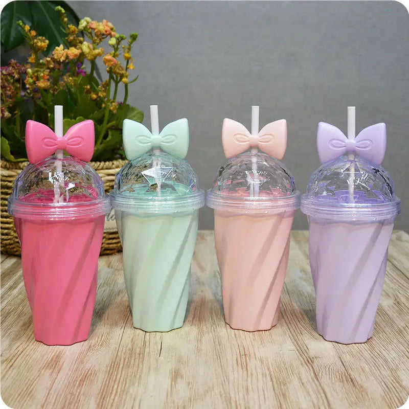 Pastel Princess Bow Water Bottle in Pink Purple Magenta and Cyan - Bottle